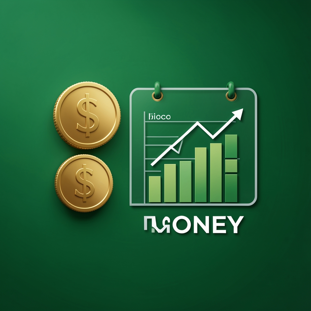 Обложка подкаста Bigger Pockets Money — зеленые тона, иконки монет и графиков личного бюджета